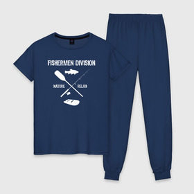 Женская пижама хлопок с принтом футболка рыбака shut up & fish в Петрозаводске, 100% хлопок | брюки и футболка прямого кроя, без карманов, на брюках мягкая резинка на поясе и по низу штанин | майка рыбака | майка с длинным рукавом | прикольная футболка рыбалка | футболка рыбалка купить | футболки +для рыбалки | футболки мужские рыбалка | футболки про рыбалку
