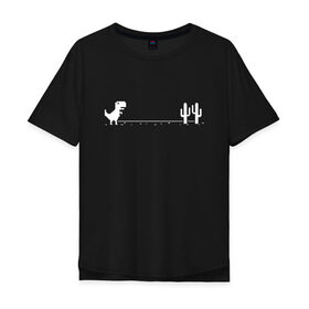 Мужская футболка хлопок Oversize с принтом Динохром, динозавр в Петрозаводске, 100% хлопок | свободный крой, круглый ворот, “спинка” длиннее передней части | chrome | dino | dinochrome | google | гугл | динозавр | динохром