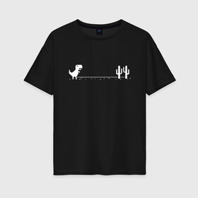 Женская футболка хлопок Oversize с принтом Динохром динозавр в Петрозаводске, 100% хлопок | свободный крой, круглый ворот, спущенный рукав, длина до линии бедер
 | chrome | dino | dinochrome | google | гугл | динозавр | динохром