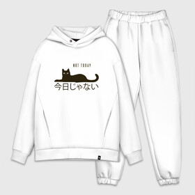 Мужской костюм хлопок OVERSIZE с принтом Not today cat Не сегодня в Петрозаводске,  |  | anime | bts | cat | cute | cute cats | idol | japan | japanese | k pop | kawaii | kpop | lettering | letters | memes. animal | nekojima | not today | tokyo | tokyo girl | бтс | кот | кпоп | лень