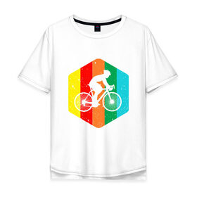 Мужская футболка хлопок Oversize с принтом Велосипедист в Петрозаводске, 100% хлопок | свободный крой, круглый ворот, “спинка” длиннее передней части | 