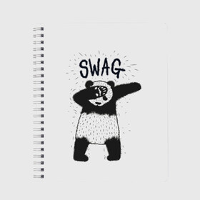 Тетрадь с принтом Swag Panda в Петрозаводске, 100% бумага | 48 листов, плотность листов — 60 г/м2, плотность картонной обложки — 250 г/м2. Листы скреплены сбоку удобной пружинной спиралью. Уголки страниц и обложки скругленные. Цвет линий — светло-серый
 | animal | art | authority | bear | dab | drawing | gesture | graphics | indisputable | panda | swag | wild | авторитет | графика | даб | дикий | жест | животное | искусство | медведь | непререкаемый | панда | рисунок | свэг