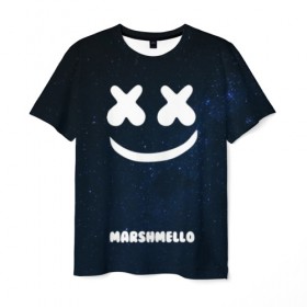 Мужская футболка 3D с принтом Marshmello Cosmos в Петрозаводске, 100% полиэфир | прямой крой, круглый вырез горловины, длина до линии бедер | dj | marshmello | usa | америка | клубная музыка | космос | мармело | маршмелло | маршмеллоу | музыка | музыкант | небо