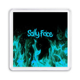 Магнит 55*55 с принтом SALLY FACE FIRE в Петрозаводске, Пластик | Размер: 65*65 мм; Размер печати: 55*55 мм | face | fire | game | horror | larry | sally | sally face | sanity s fall | игра | ларри | мальчик с протезом | огонь | салли | салли фейс | ужасы