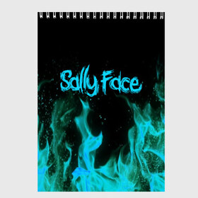 Скетчбук с принтом SALLY FACE FIRE в Петрозаводске, 100% бумага
 | 48 листов, плотность листов — 100 г/м2, плотность картонной обложки — 250 г/м2. Листы скреплены сверху удобной пружинной спиралью | Тематика изображения на принте: face | fire | game | horror | larry | sally | sally face | sanity s fall | игра | ларри | мальчик с протезом | огонь | салли | салли фейс | ужасы