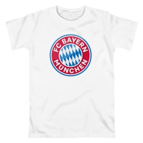 Мужская футболка хлопок с принтом Бавария в Петрозаводске, 100% хлопок | прямой крой, круглый вырез горловины, длина до линии бедер, слегка спущенное плечо. | bayern | бавария | германия | мюнхен