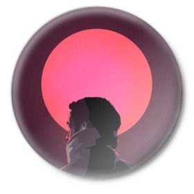 Значок с принтом Райан Гослинг в Петрозаводске,  металл | круглая форма, металлическая застежка в виде булавки | бегущий по лезвию | райан гослинг