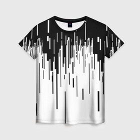 Женская футболка 3D с принтом 8 бит в Петрозаводске, 100% полиэфир ( синтетическое хлопкоподобное полотно) | прямой крой, круглый вырез горловины, длина до линии бедер | 8 бит | pixel | pixel art | бит | пиксели | прикольный принт | принт | футболка принт | чб | черно белое
