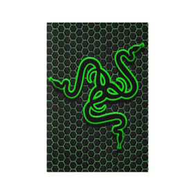 Обложка для паспорта матовая кожа с принтом RAZER в Петрозаводске, натуральная матовая кожа | размер 19,3 х 13,7 см; прозрачные пластиковые крепления | game | razer | texture | зеленый | игровое лого | игромания | игры | рэйзер | текстуры
