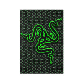 Обложка для паспорта матовая кожа с принтом RAZER в Петрозаводске, натуральная матовая кожа | размер 19,3 х 13,7 см; прозрачные пластиковые крепления | Тематика изображения на принте: game | razer | texture | зеленый | игровое лого | игромания | игры | рэйзер | текстуры