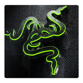Магнитный плакат 3Х3 с принтом RAZER в Петрозаводске, Полимерный материал с магнитным слоем | 9 деталей размером 9*9 см | game | razer | texture | зеленый | игровое лого | игромания | игры | рэйзер | текстуры