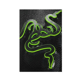 Обложка для паспорта матовая кожа с принтом RAZER в Петрозаводске, натуральная матовая кожа | размер 19,3 х 13,7 см; прозрачные пластиковые крепления | game | razer | texture | зеленый | игровое лого | игромания | игры | рэйзер | текстуры