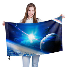 Флаг 3D с принтом Космос в Петрозаводске, 100% полиэстер | плотность ткани — 95 г/м2, размер — 67 х 109 см. Принт наносится с одной стороны | galaxy | nasa | nebula | space | star | абстракция | вселенная | галактика | звезда | звезды | космический | наса | планеты