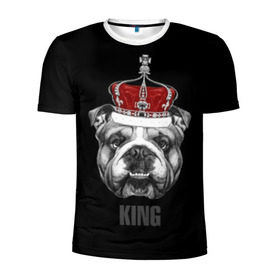 Мужская футболка 3D спортивная с принтом Английский бульдог с короной в Петрозаводске, 100% полиэстер с улучшенными характеристиками | приталенный силуэт, круглая горловина, широкие плечи, сужается к линии бедра | animals | authority | breed | bulldog | cool | crown | dog | english | fighting | head | illustration | inscription | king | muzzle | supreme | swag | авторитет | английский | бойцовый | бульдог | верховный | голова | животные | иллюстрация | король | кор