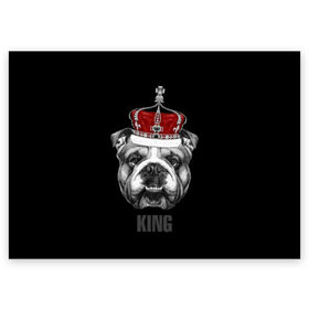 Поздравительная открытка с принтом Английский бульдог с короной в Петрозаводске, 100% бумага | плотность бумаги 280 г/м2, матовая, на обратной стороне линовка и место для марки
 | animals | authority | breed | bulldog | cool | crown | dog | english | fighting | head | illustration | inscription | king | muzzle | supreme | swag | авторитет | английский | бойцовый | бульдог | верховный | голова | животные | иллюстрация | король | кор