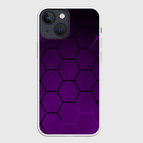 Чехол для iPhone 13 mini с принтом Неоновая броня в Петрозаводске,  |  | abstraction | geometry | hexagon | techno | абстракция | броня | геометрия | краски | неон | неоновый | сетка | соты | стальная броня | текстура | шестигранники