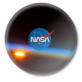 Значок с принтом NASA SPACE в Петрозаводске,  металл | круглая форма, металлическая застежка в виде булавки | galaxy | nasa | nebula | space | star | абстракция | вселенная | галактика | звезда | звезды | космический | наса | планеты