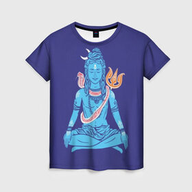 Женская футболка 3D с принтом Шива в Петрозаводске, 100% полиэфир ( синтетическое хлопкоподобное полотно) | прямой крой, круглый вырез горловины, длина до линии бедер | blue | cobra | destroyer | destruction | gods | great | hinduism | india | meditation | om | peace | power | religion | shiva | trident | yoga | боги | великий | власть | знание | индия | индуизм | йога | кайлас | кобра | медитация | ом | разрушение | раз