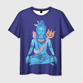 Мужская футболка 3D с принтом Шива в Петрозаводске, 100% полиэфир | прямой крой, круглый вырез горловины, длина до линии бедер | Тематика изображения на принте: blue | cobra | destroyer | destruction | gods | great | hinduism | india | meditation | om | peace | power | religion | shiva | trident | yoga | боги | великий | власть | знание | индия | индуизм | йога | кайлас | кобра | медитация | ом | разрушение | раз