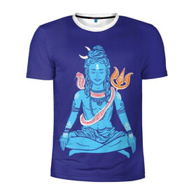 Мужская футболка 3D спортивная с принтом Шива в Петрозаводске, 100% полиэстер с улучшенными характеристиками | приталенный силуэт, круглая горловина, широкие плечи, сужается к линии бедра | blue | cobra | destroyer | destruction | gods | great | hinduism | india | meditation | om | peace | power | religion | shiva | trident | yoga | боги | великий | власть | знание | индия | индуизм | йога | кайлас | кобра | медитация | ом | разрушение | раз