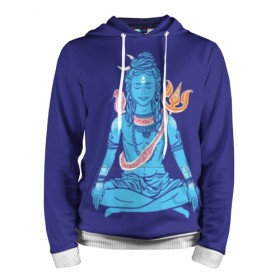 Мужская толстовка 3D с принтом Шива в Петрозаводске, 100% полиэстер | двухслойный капюшон со шнурком для регулировки, мягкие манжеты на рукавах и по низу толстовки, спереди карман-кенгуру с мягким внутренним слоем. | blue | cobra | destroyer | destruction | gods | great | hinduism | india | meditation | om | peace | power | religion | shiva | trident | yoga | боги | великий | власть | знание | индия | индуизм | йога | кайлас | кобра | медитация | ом | разрушение | раз