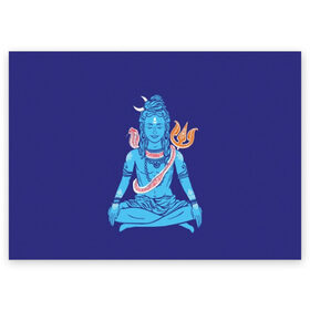 Поздравительная открытка с принтом Шива в Петрозаводске, 100% бумага | плотность бумаги 280 г/м2, матовая, на обратной стороне линовка и место для марки
 | blue | cobra | destroyer | destruction | gods | great | hinduism | india | meditation | om | peace | power | religion | shiva | trident | yoga | боги | великий | власть | знание | индия | индуизм | йога | кайлас | кобра | медитация | ом | разрушение | раз