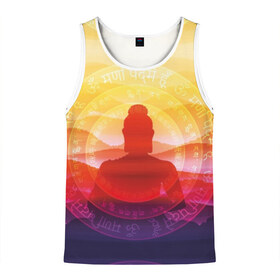 Мужская майка 3D с принтом Будда в Петрозаводске, 100% полиэстер | круглая горловина, приталенный силуэт, длина до линии бедра. Пройма и горловина окантованы тонкой бейкой | buddha | calm | color | enlightenment | india | meditatio | mountains | nature | purple | red | religion | symbol | yellow | yoga | будда | горы | духовность | желтый | индия | йога | красный | медитация | природа | просветление | расслабление | религия |