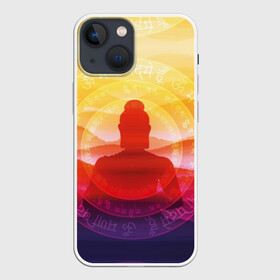 Чехол для iPhone 13 mini с принтом Будда в Петрозаводске,  |  | buddha | calm | color | enlightenment | india | meditatio | mountains | nature | purple | red | religion | symbol | yellow | yoga | будда | горы | духовность | желтый | индия | йога | красный | медитация | природа | просветление | расслабление | религия |