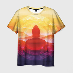 Мужская футболка 3D с принтом Будда в Петрозаводске, 100% полиэфир | прямой крой, круглый вырез горловины, длина до линии бедер | buddha | calm | color | enlightenment | india | meditatio | mountains | nature | purple | red | religion | symbol | yellow | yoga | будда | горы | духовность | желтый | индия | йога | красный | медитация | природа | просветление | расслабление | религия |