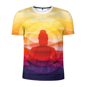 Мужская футболка 3D спортивная с принтом Будда в Петрозаводске, 100% полиэстер с улучшенными характеристиками | приталенный силуэт, круглая горловина, широкие плечи, сужается к линии бедра | buddha | calm | color | enlightenment | india | meditatio | mountains | nature | purple | red | religion | symbol | yellow | yoga | будда | горы | духовность | желтый | индия | йога | красный | медитация | природа | просветление | расслабление | религия |