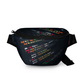 Поясная сумка 3D с принтом ПРОГРАММИСТ в Петрозаводске, 100% полиэстер | плотная ткань, ремень с регулируемой длиной, внутри несколько карманов для мелочей, основное отделение и карман с обратной стороны сумки застегиваются на молнию | Тематика изображения на принте: anonymus | cod | hack | hacker | it | program | texture | айти | аноним | анонимус | взлом | код | кодинг | программа | программист | текстура | хак | хакер