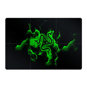 Магнитный плакат 3Х2 с принтом RAZER в Петрозаводске, Полимерный материал с магнитным слоем | 6 деталей размером 9*9 см | Тематика изображения на принте: game | razer | texture | зеленый | игровое лого | игромания | игры | рэйзер | текстуры