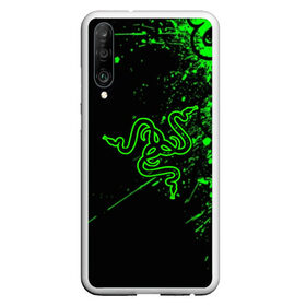 Чехол для Honor P30 с принтом RAZER в Петрозаводске, Силикон | Область печати: задняя сторона чехла, без боковых панелей | Тематика изображения на принте: game | razer | texture | зеленый | игровое лого | игромания | игры | рэйзер | текстуры