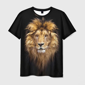 Мужская футболка 3D с принтом Лев в Петрозаводске, 100% полиэфир | прямой крой, круглый вырез горловины, длина до линии бедер | african | animals | authority | big | cat | cool | head | illustration | indisputable | lion | mane | muzzle | supreme | swag | авторитет | африканский | большая | верховный | голова | грива | животные | иллюстрация | кошка | крутой | лев | непрер