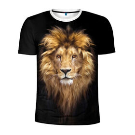 Мужская футболка 3D спортивная с принтом Лев в Петрозаводске, 100% полиэстер с улучшенными характеристиками | приталенный силуэт, круглая горловина, широкие плечи, сужается к линии бедра | african | animals | authority | big | cat | cool | head | illustration | indisputable | lion | mane | muzzle | supreme | swag | авторитет | африканский | большая | верховный | голова | грива | животные | иллюстрация | кошка | крутой | лев | непрер