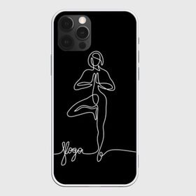 Чехол для iPhone 12 Pro Max с принтом Йога в Петрозаводске, Силикон |  | black and white | culture | girl | graphics | indian | line | meditation | pose | yoga | графика | девушка | индийская | йога | культура | линия | медитация | черно белая