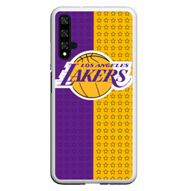 Чехол для Honor 20 с принтом Lakers (1) в Петрозаводске, Силикон | Область печати: задняя сторона чехла, без боковых панелей | Тематика изображения на принте: ball | basket | basketball | kobu | lakers | lebron | los angeles | баскетбол | коюи | леброн | лейкерс | лос анджелис