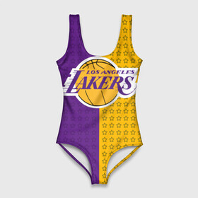 Купальник-боди 3D с принтом Lakers (1) в Петрозаводске, 82% полиэстер, 18% эластан | Круглая горловина, круглый вырез на спине | ball | basket | basketball | kobu | lakers | lebron | los angeles | баскетбол | коюи | леброн | лейкерс | лос анджелис