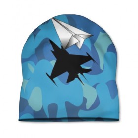 Шапка 3D с принтом ВВС в Петрозаводске, 100% полиэстер | универсальный размер, печать по всей поверхности изделия | aircraft | camouflage | flight | paper | shadow | ввс | камуфляж | полет | самолет | тень