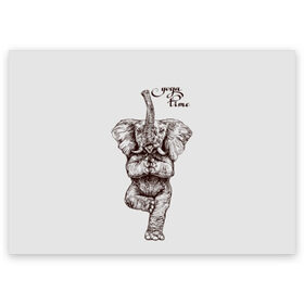 Поздравительная открытка с принтом Yoga time в Петрозаводске, 100% бумага | плотность бумаги 280 г/м2, матовая, на обратной стороне линовка и место для марки
 | Тематика изображения на принте: animal | culture | elephant | graphics | india | indian | meditation | posture | stand | yoga | графика | животное | индийский | индия | йога | культура | медитация | слон | стойка