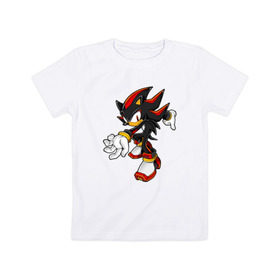 Детская футболка хлопок с принтом Shadow Sonic (2) в Петрозаводске, 100% хлопок | круглый вырез горловины, полуприлегающий силуэт, длина до линии бедер | sega | shadow | sonic | sonic x | x | ежик | игра | наклз | сега | скорость | соник | тейлз | тэйлз | шедоу