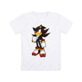 Детская футболка хлопок с принтом Shadow Sonic (3) в Петрозаводске, 100% хлопок | круглый вырез горловины, полуприлегающий силуэт, длина до линии бедер | sega | shadow | sonic | sonic x | x | ежик | игра | наклз | сега | скорость | соник | тейлз | тэйлз | шедоу