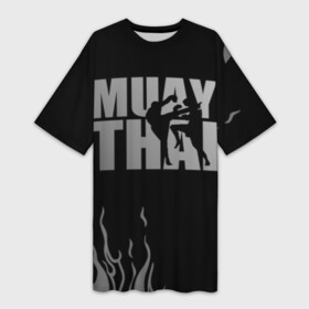 Платье-футболка 3D с принтом Muay Thai в Петрозаводске,  |  | fight | muay thai | thai boxing | ufc | бокс | ката | кикбоксин | лаос | лоу кик | муай | мьянма | поединок | таиланд | тай | тайский | таолу