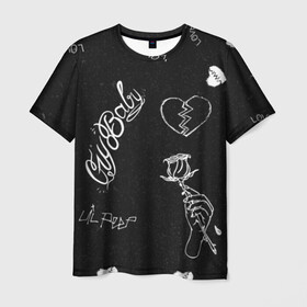Мужская футболка 3D с принтом LIl Peep (Broken) в Петрозаводске, 100% полиэфир | прямой крой, круглый вырез горловины, длина до линии бедер | baby | broken | cry | lil | lil peep | peep | rap | rose | лил | лил пип | пип | реп | роза | сердце