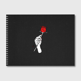 Альбом для рисования с принтом Lil Peep (Rose) в Петрозаводске, 100% бумага
 | матовая бумага, плотность 200 мг. | Тематика изображения на принте: baby | broken | cry | lil | lil peep | peep | rap | rose | лил | лил пип | пип | реп | роза | сердце
