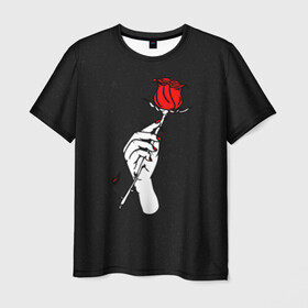 Мужская футболка 3D с принтом Lil Peep (Rose) в Петрозаводске, 100% полиэфир | прямой крой, круглый вырез горловины, длина до линии бедер | baby | broken | cry | lil | lil peep | peep | rap | rose | лил | лил пип | пип | реп | роза | сердце