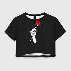Женская футболка Crop-top 3D с принтом Lil Peep (Rose) в Петрозаводске, 100% полиэстер | круглая горловина, длина футболки до линии талии, рукава с отворотами | baby | broken | cry | lil | lil peep | peep | rap | rose | лил | лил пип | пип | реп | роза | сердце