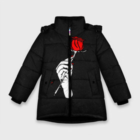 Зимняя куртка для девочек 3D с принтом Lil Peep (Rose) в Петрозаводске, ткань верха — 100% полиэстер; подклад — 100% полиэстер, утеплитель — 100% полиэстер. | длина ниже бедра, удлиненная спинка, воротник стойка и отстегивающийся капюшон. Есть боковые карманы с листочкой на кнопках, утяжки по низу изделия и внутренний карман на молнии. 

Предусмотрены светоотражающий принт на спинке, радужный светоотражающий элемент на пуллере молнии и на резинке для утяжки. | Тематика изображения на принте: baby | broken | cry | lil | lil peep | peep | rap | rose | лил | лил пип | пип | реп | роза | сердце