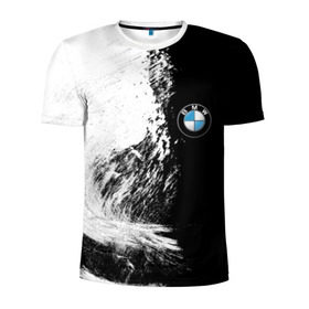 Мужская футболка 3D спортивная с принтом BMW в Петрозаводске, 100% полиэстер с улучшенными характеристиками | приталенный силуэт, круглая горловина, широкие плечи, сужается к линии бедра | bmw | авто | автомобиль | бмв | логотип | машина | надпись | текстура