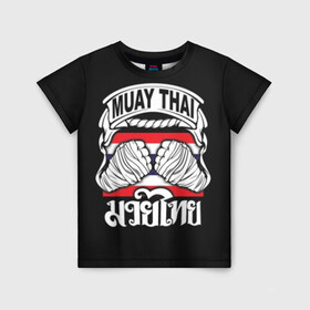 Детская футболка 3D с принтом Muay Thai в Петрозаводске, 100% гипоаллергенный полиэфир | прямой крой, круглый вырез горловины, длина до линии бедер, чуть спущенное плечо, ткань немного тянется | fight | muay thai | thai boxing | ufc | бокс | ката | кикбоксин | лаос | лоу кик | муай | мьянма | поединок | таиланд | тай | тайский | таолу